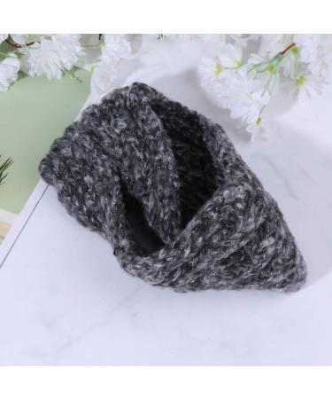 Lurrose Knitting Hair Band Woolen Crossed Headband Wide Rim Headwrap Twist Winter Headwear for Women Girls Black - Buy Online on GoSupps.com