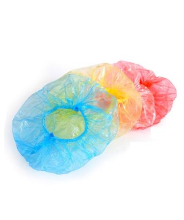 100Pcs Disposable Elastic Plastic Shower Caps - Blue | For Spa, Home Use, Hotel, and Hair Salon - Buy Online on GoSupps.com