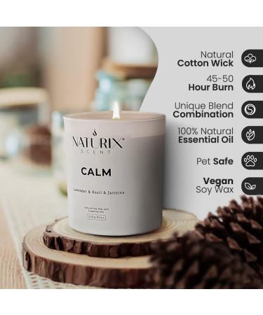 Naturix Lavender Basil & Jasmine Scented Soy Candle 8.3oz - Long Lasting Aromatherapy Blend - Non Toxic & Calming Essential Oil - Gift Ready - Buy Online on GoSupps.com