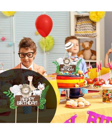 Jungle Animal Cake Toppers for Giraffe Lion Theme Party Happy Birthday Cake Topper Cupcake Decoration for Girls Boys Party Supplies for Jungle Theme Birthday Party(Multicolor) - Buy Online on GoSupps.com