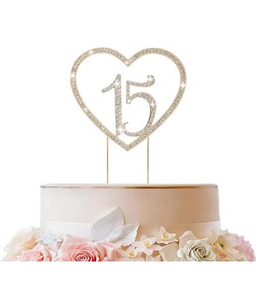 15 Cake Topper Number 15 Rhinestone Quinceanera Cake Topper Sweet 15 Cake Decoration for Birthday Anniversary Party Decoration Gold - Buy Online on GoSupps.com