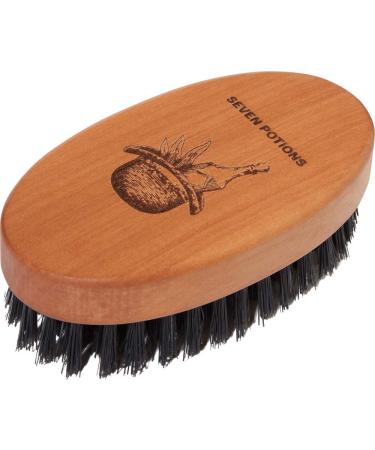 Seven Potions Beard Brush For Men With 100% First Cut Boar Bristles. Made in Pear Wood With Firm Bristles To Tame and Soften Your Facial Hair