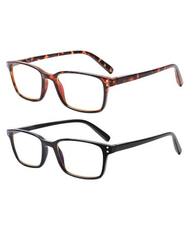 Cojwis reading glasses 2 pack blue light block glasses spring hinge anti -dizzy ladies and gentlemen light glasses (2 color 1.75 multiplier_x) 2 color 1.75 x - Buy Online on GoSupps.com