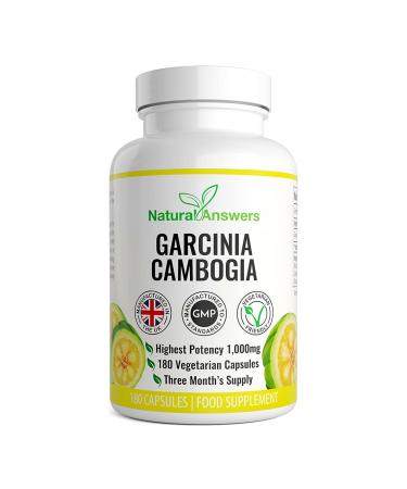 Garcinia Cambogia Capsules - Vegetarian High Strength Food Supplements for Men & Women - Made in The UK by Natural Answers (180 Count (Pack of 1))