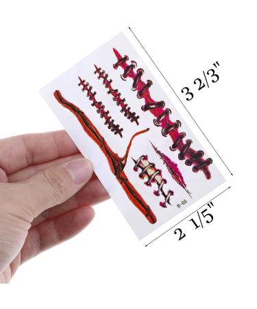 Temporary Halloween Scar Tattoos - 30 Sheets Fake Wounds Stickers for Halloween and Zombie Costumes - Buy Online on GoSupps.com