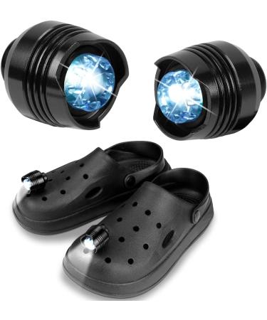 2 Pack Glow in The Dark Headlights for Croc Shoes - 3 Light Modes Shoe Charms for Walking, Hiking, Camping - Black - Buy Online on GoSupps.com