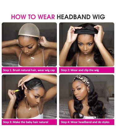 Usexy 8 Inch Headband Wig Bob Human Hair for Black Women - 150% Density Easy Wear Half Wig with Free Headband - Natural Color - Buy Online on GoSupps.com