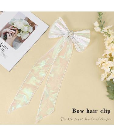 Unicra Bow Hair Clips Big Bows Hair Barrettes Clips Pearl Headpiece Long Tail Ponytail Hair Accessories for Women Girls - Buy Online on GoSupps.com