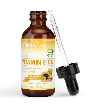 100% Plant Extract Vitamin E Oil 35 000 IU + Organic Rosehip & Jojoba Blend - 2 OZ Bottle. FAST Absorbing Skin Protection For Face & Body. Pure Ingredients - Ideal For Sensitive Skin - Use Daily 2 Fl Oz (Pack of 1)