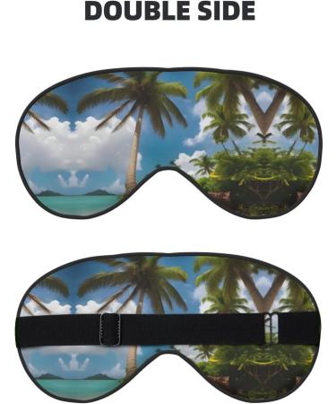 Two Palm Tree Tropical Print Sleep Mask - Unisex Double-Sided Eye Mask for Sound Sleep & Skin Care | International Shipping Available - Buy Online on GoSupps.com