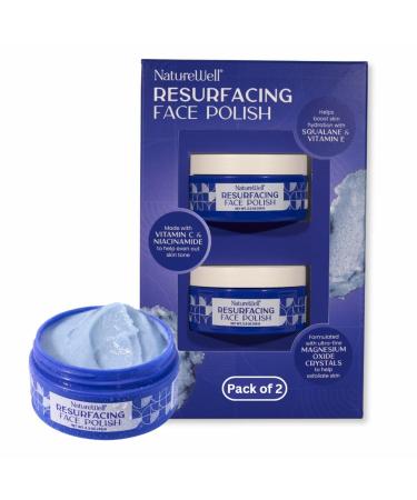 NATURE WELL Resurfacing Ultra-Fine Face Polish Non-Abrasive Vitamin C & Niacinamide Facial Exfoliator Scrub For Radiant Skin Revitalizes & Evens Skin Tone Boosts Hydration 2.3 Oz Each (Pack of 2)