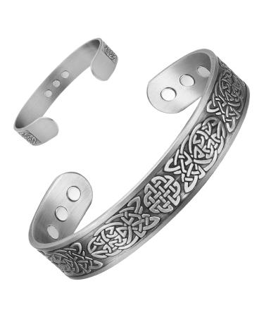 Vicmag Lymphatic Drainage Copper for Men 9X Ultra Strength Magnetic 99.99% Solid Pure Copper Adjustable Size with Gift Box (Copper Celtic Knot 1)(Grey) Grey Celtic Knot 1
