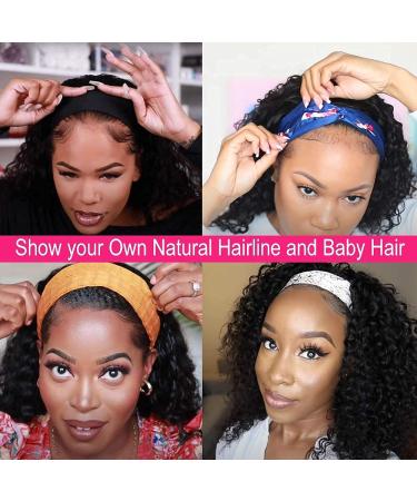 Mengkai 12 Inch Curly Headband Wig for Black Women - 150% Density Brazilian Virgin Human Hair, Natural Black, Glueless, Pack of 1 - 12 Inch - Buy Online on GoSupps.com