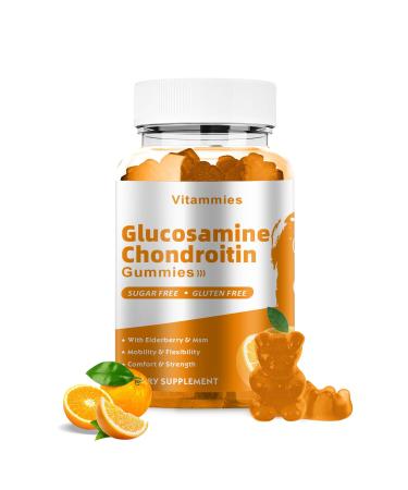 Glucosamine Chondroitin Gummies with MSM & Elderberry Extra Strength - Joint Support Antioxidant Immune Support Supplement for Adults Men & Women Minerals coenzyme Q10 DHA - 60 Orange Gummies