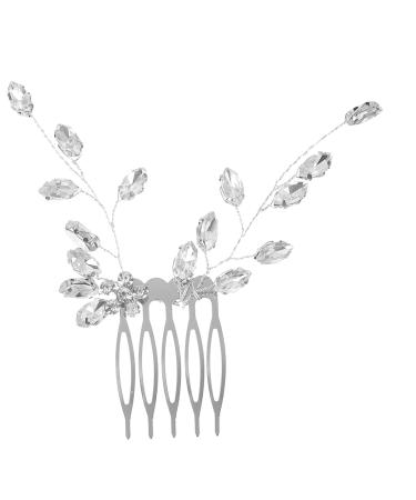 Beaupretty Hair Side Comb Small Side Comb Tiara Bridal Hair Accessories Rhinestone Hair Accessories Bridal Rhinestone Hair Comb Leaf Hair Comb Zinc Alloy Little Plum Blossom Wedding Bride