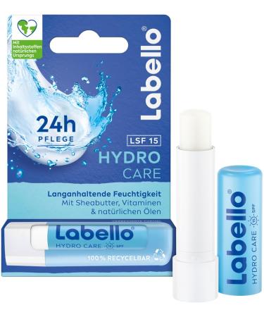 Labello Hydro Care moisturizing lip care stick with SPF 15 without mineral oils nourishing lip balm with shea butter and natural oils for 24h care (5.5 ml)