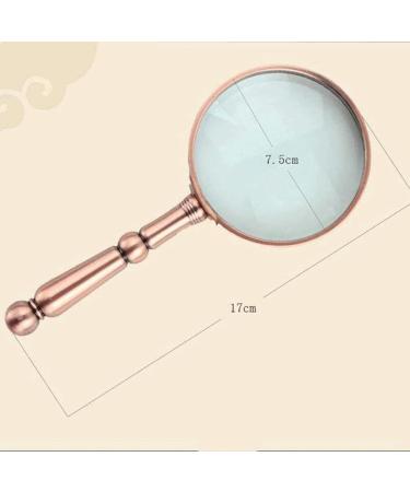 Portable 10X Antique Copper Handheld with Wooden Handle and Real Glass Best Reading Magnifier for Elderly Full of Stars - Buy Online on GoSupps.com