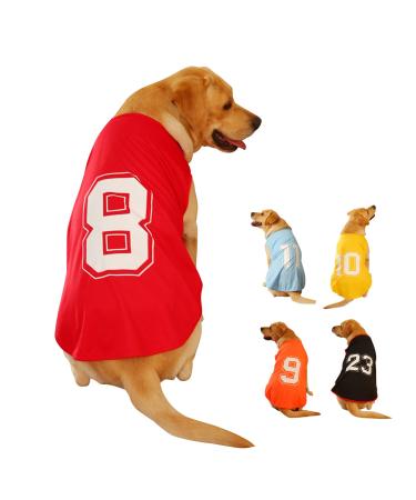 Dog shirt number printed summer basic-vest puppy breathable T-shirt pet sleeveless tank top clothing for large medium-sized and small dogs (XXXX large red) XXX-Large red