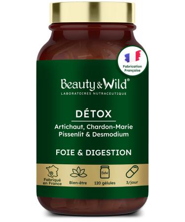 DETOX LIVER - Artichoke Milk Thistle Dandelion Food Supplement - Digestive Comfort Protects the Liver Drainer Intestines and Colon Weight Loss Slimming 120 Capsules - Beauty&Wild