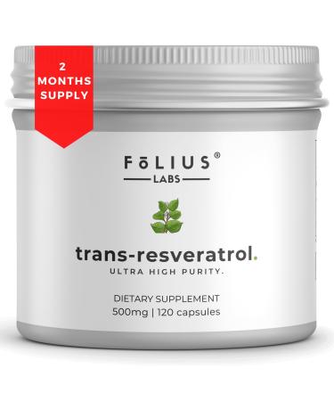 Ultra High Purity Resveratrol Capsules - 99% Trans-Resveratrol - Japanese Knotweed Extract - Support Immunity Support Healthy Aging - 120 Caps Reservatrol Supplement 120 Capsules