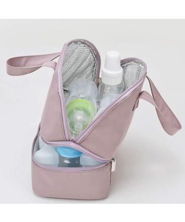 MOVKZACV Double Layer Insulated Baby Bottle Bag - Purple, Fits 3 Bottles, Multi-Function Breastmilk Cooler for Breast Milk and Bottle Set - Buy Online on GoSupps.com