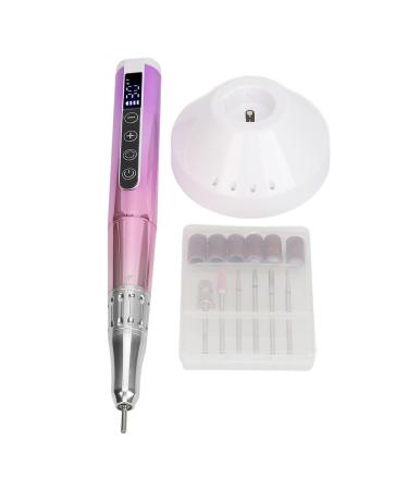 Electric Nail Drill Pen 800mAh 30000RPM Electric Nail Grinder with 6 Sanding Bands Charging Base for Salon
