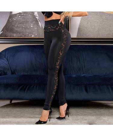 BFAFEN High Waisted Workout Leggings with Pockets for Women | Butt Lifting Yoga Pants | Mesh Lace Patchwork | Black, Large - Buy Online on GoSupps.com