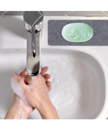 Huwen Water-Absorbing Stone Tray - Fast Drying Non-Slip Diatomite Coatings | Bathroom & Kitchen Soap Bowl Toothbrush Holder Coasters - Dark Gray 30x8cm - Buy Online on GoSupps.com