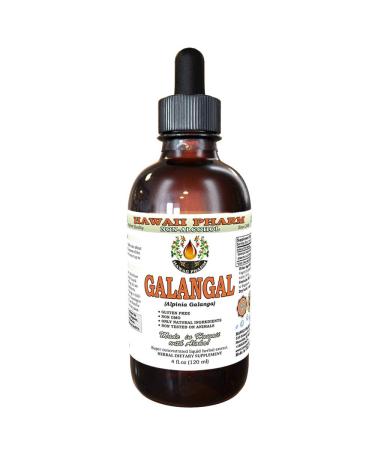 Galangal Root Alcohol-Free Liquid Extract Organic Organic Galangal (Alpinia Galangal) Dried Root Glycerite Hawaii Pharm Natural Herbal Supplement 4 oz