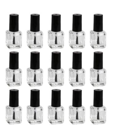10Pcs empty nail polish bottle clear refillable nail polish nail polish bottle bottle cosmetics holder with brush for nail art sample 15ml black white