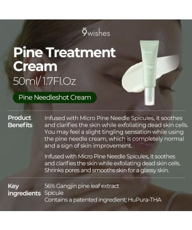 9 Wishes Pine Treatment Cream 1.7 fl. oz | Tightening & Pore Minimizing Cream with Pine Needle Extract & Niacinamide | Korean Skincare for Dead Skin Cell Improvement & Soothing Benefits - Buy Online on GoSupps.com