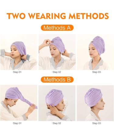 Kinhwa Bamboo Microfiber Turban Towel Set - Quick-Drying Hair Towel for All Hair Types | 3 Pieces Gray Pink Purple | Super Absorbent 25x65cm - Buy Online on GoSupps.com