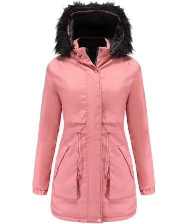 Shop Hehiy Women's Winter Quilted Coat - Warm Hooded Long Jacket in Elegant Beige & Pink Sizes Up to 3XL - Buy Online on GoSupps.com