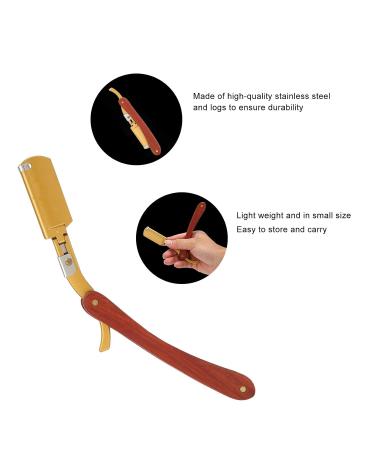 Premium Stainless Steel Manual Razor for Men - Portable Wooden Handle Beard Trimmer - Buy Online on GoSupps.com