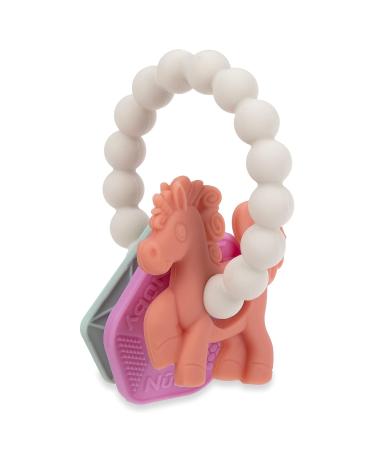 Nuby Chewy Charms Silicone Teether - Coral Unicorn Design - 1 Count - Buy Online on GoSupps.com
