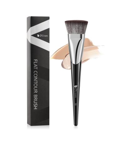 DUcare Foundation Brush Contour Bronzer Self Tanner Brush Makeup Brush for Liquid Makeup Flat Top Professional Buffing Blending Mineral Powder Face Brush Black