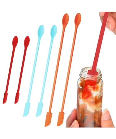Makeup Spatula 6 Pcs Mini Silicone Last Drop Spatulas Multifunctional Scraper Small Beauty Makeup Spatula Tiny Scraper for Thin Jar Bottle Cosmetics