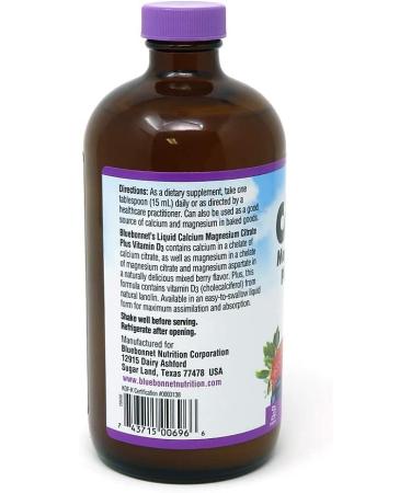 Bluebonnet Nutrition Liquid Calcium Magnesium Citrate with Vitamin D3 - Natural Mixed Berry Flavor, 16 fl oz - Buy Online on GoSupps.com