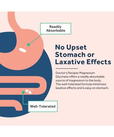 Doctor's Recipes Magnesium Glycinate Chelated Magnesium with High Absorption & Non-Buffered Easy on Stomach No Gluten Bone Nerve & Energy Support 90 Tablets - Buy Online on GoSupps.com