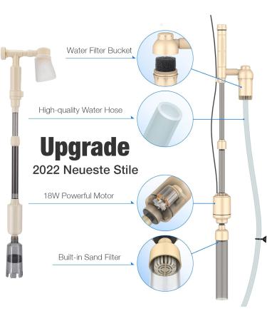 Bedee 6-in-1 Aquarium Gravel Cleaner & Siphon Filter Set - Adjustable Flow Control, DC 12V 18W - Beige - Buy Online on GoSupps.com