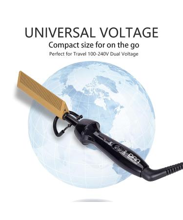 Dan Technology Mini Hot Comb - Dual Voltage Electric Hair Straightener for Travel & Home - Professional Pressing Comb for Natural Black Hair - Gold - Buy Online on GoSupps.com