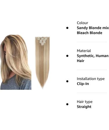 26 Long Straight Ombre Colorful Synthetic Clip in Hair Extensions - Sandy Blonde/Bleach Blonde - 8Pcs 18Clips - 26 Inch - Buy Online on GoSupps.com