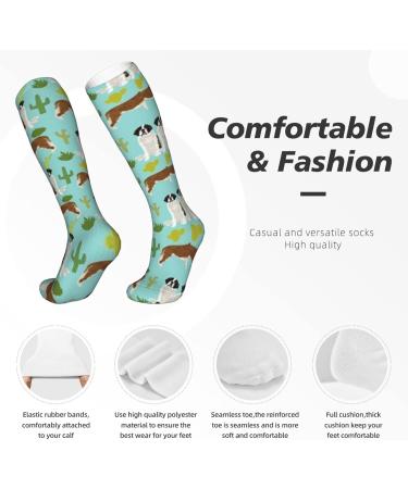 Bernhardiner Dog Pattern Cactus Compression Socks for Men & Women - 15-20 mmHg Circulation Support for Running & Cycling - Buy Online on GoSupps.com