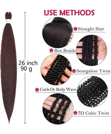 Pre-stretched Braiding Hair 26 inch 6 Packs Itch Free Synthetic Fiber Crochet EZ Braids Soft Yaki Texture Braiding Hair Extensions (99J#) 26 Inch (Pack of 6) 99J# - Buy Online on GoSupps.com