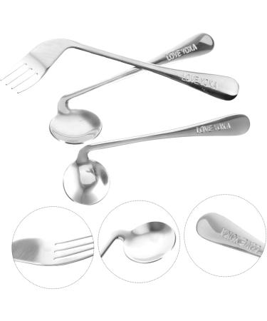 Shop NOLITOY Left Hand Cutlery Set - Adaptive Stainless Steel Utensils for Disabled & Elderly - Curved Spoon & Fork - Buy Online on GoSupps.com