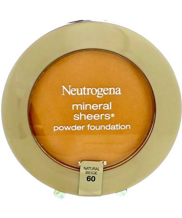 Neutrogena Mineral Sheers Compact Powder Foundation Natural Beige 60, 0.34 oz - Pack of 2 | Lightweight, Oil-Free, and Fragrance-Free Mineral Foundation - Buy Online on GoSupps.com