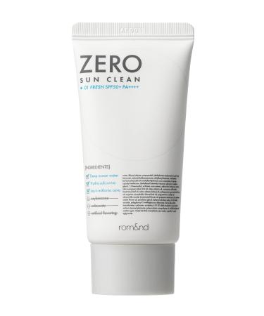 rom&nd ZERO SUN CLEAN 01.FRESH SPF50+ PA++++ 01 Fresh  Daily Sunscreen  Non-Greasy  No White Cast  Watery Texture  Soft Finish  Powerful UV Protection  Moisturizing  All Skin Types