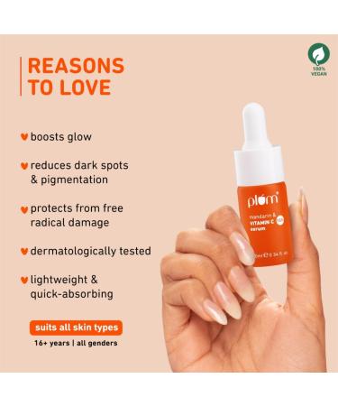 Plum-15% Vitamin C Face Serum with Mandarin - Reduces Dark Spots Brightens Dull Skin Beginner-Friendly 100% Vegan 10 ml - Buy Online on GoSupps.com