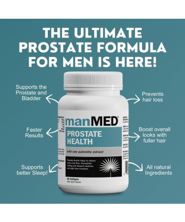 manMED Prostate Health - Saw Palmetto Supplements for Men. Reduce Night Bathroom Trips. Reduce Urgency. Support Bladder Emptying. Promote Sleep. DHT Blocker Supports Hair Thickening (60 Days Supply) - Buy Online on GoSupps.com