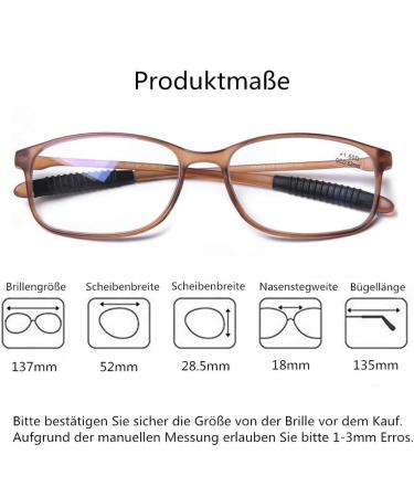DOOViC Blue Light Filter Computer Reading Glasses for Unisex TR259-C - Matte Brown (3.0x) | 9 Color Options Available - Shop Now! - Buy Online on GoSupps.com